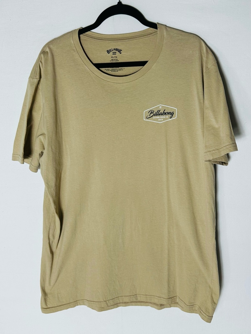 Billabong Tan Graphic Tee XL Casual Surf Skate Streetwear Cotton Crew Neck